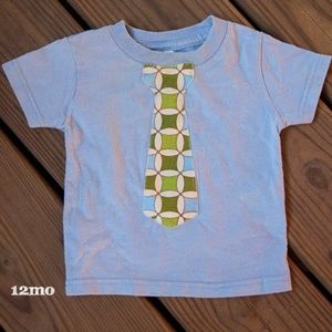 Boutique 12 Month Baby Boy Faux Tie Tee Shirt Blue Green 1st Birthday Cake Smash